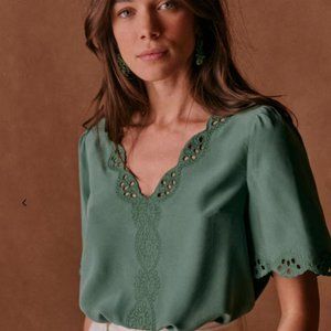 Sezane Francia Blouse in Sage, Size 36